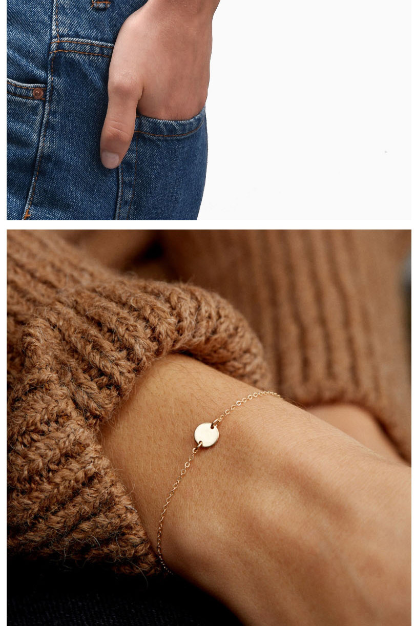 Fashion 14k Gold Small Round Adjustable Chain Bracelet,Bracelets