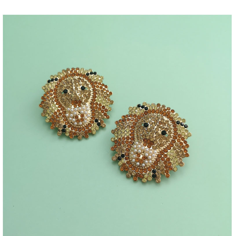 Fashion Brown Diamond-shaped Lion Alloy Geometric Earrings,Stud Earrings