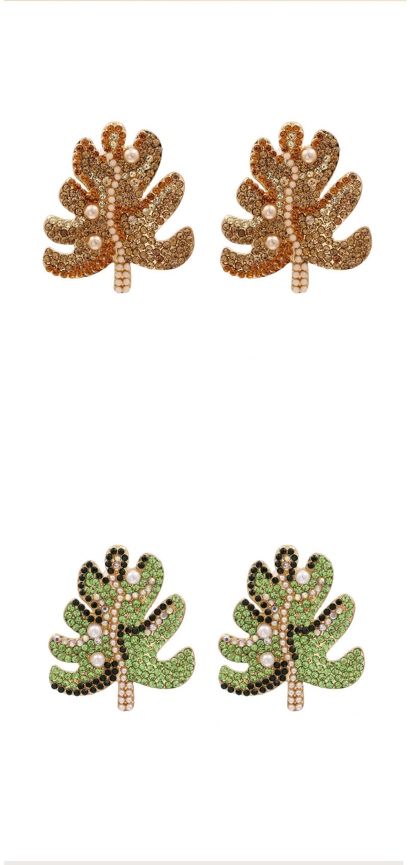 Fashion Brown Diamond Pearl Earrings,Stud Earrings