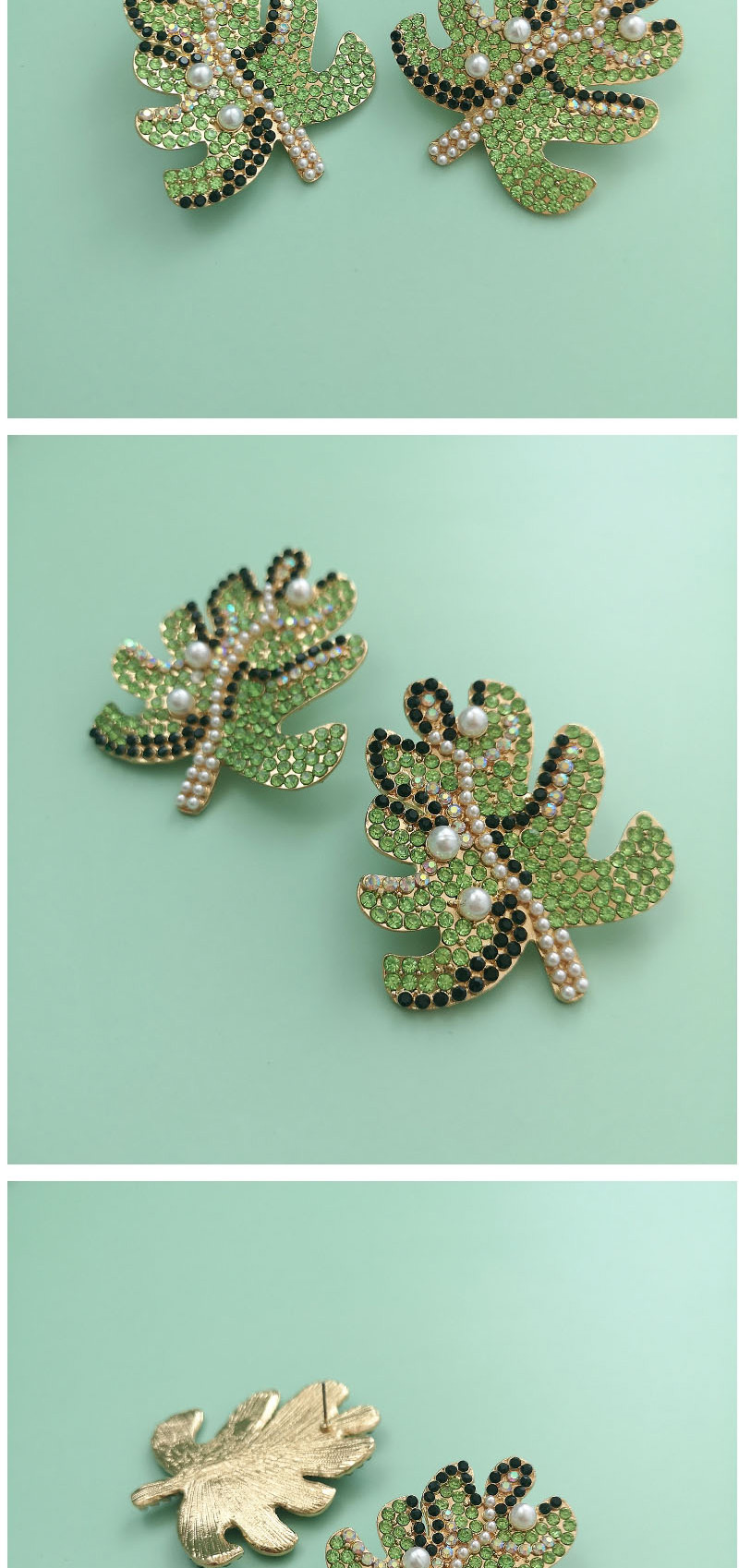 Fashion Green Diamond Pearl Earrings,Stud Earrings