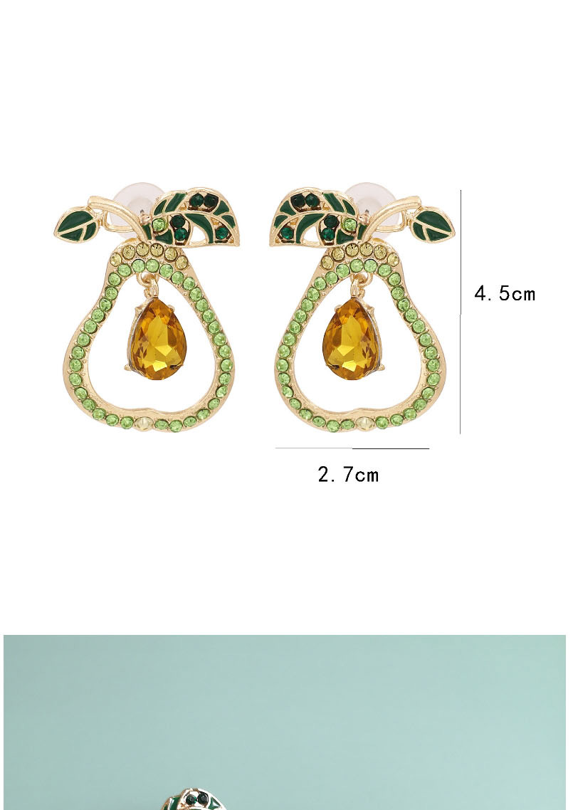 Fashion Green Diamond Dropped Pear Shaped Hollow Alloy Earrings,Stud Earrings