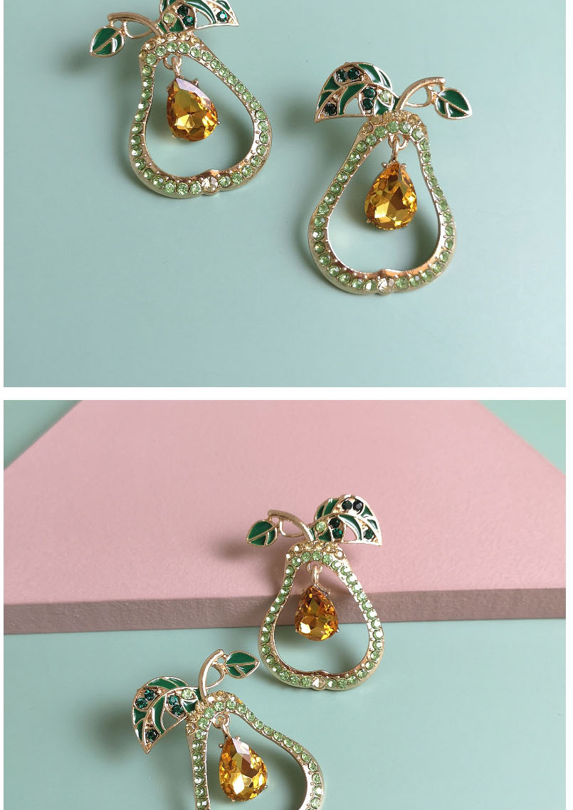 Fashion Color Diamond Dropped Pear Shaped Hollow Alloy Earrings,Stud Earrings