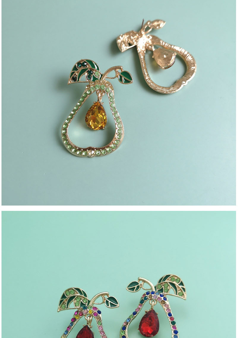Fashion Green Diamond Dropped Pear Shaped Hollow Alloy Earrings,Stud Earrings
