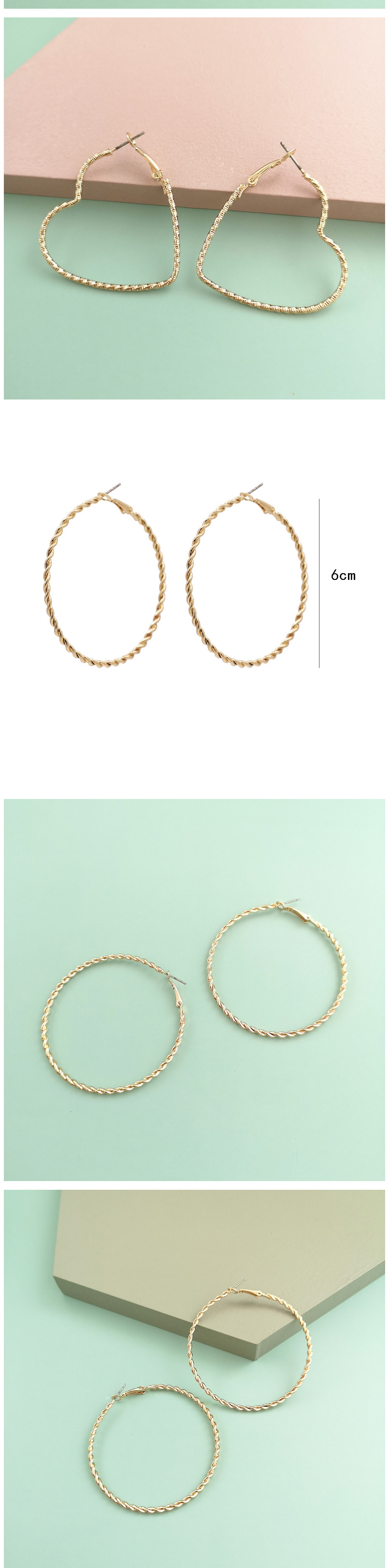 Fashion Round Gold Polygonal Geometric Stars Love Alloy Earrings,Stud Earrings