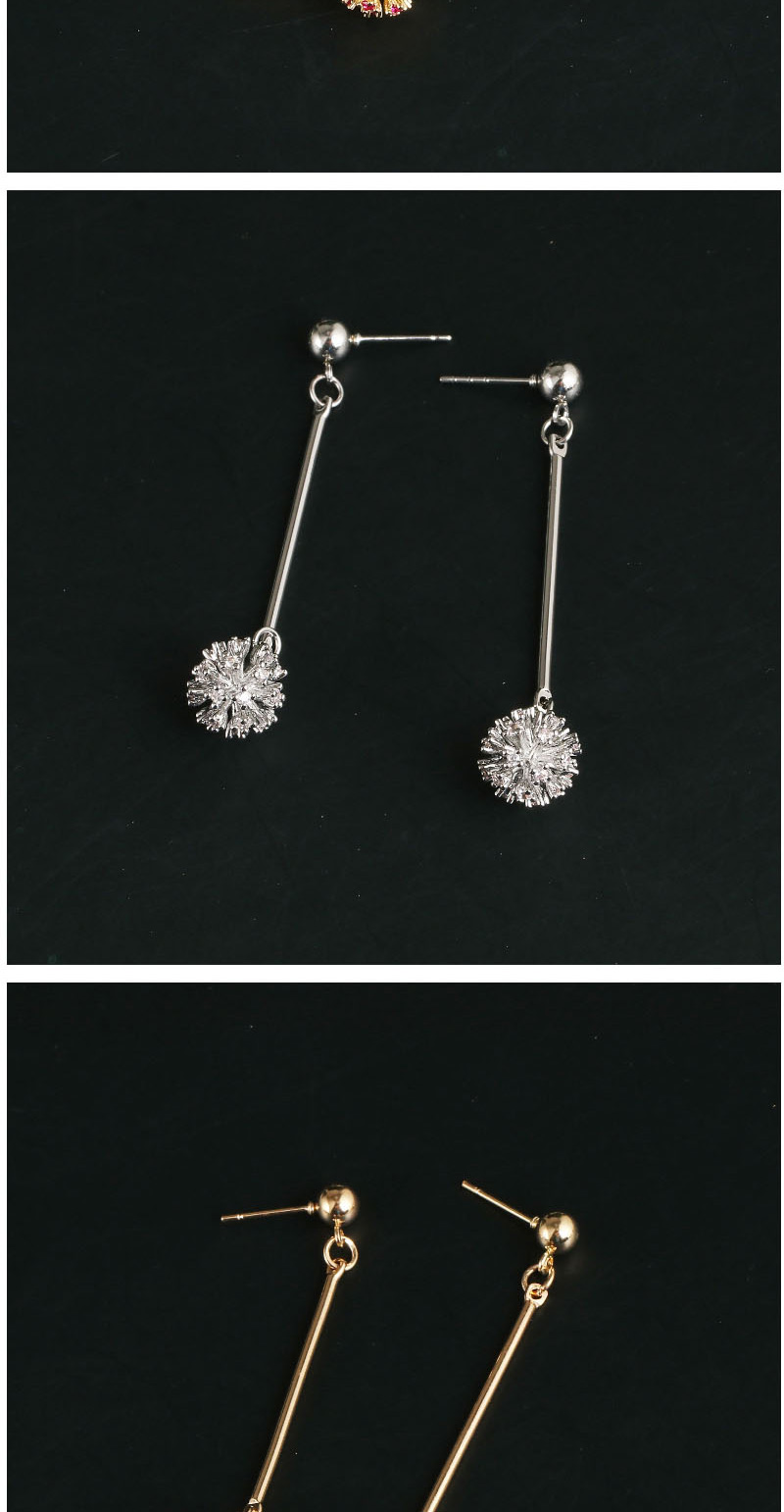 Fashion Gold + White Firework Alloy Notched Diamond Earrings,Stud Earrings