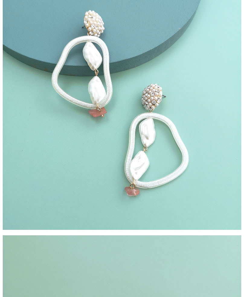 Fashion Pink Acrylic Pearl Earrings With Diamonds And Diamonds,Stud Earrings