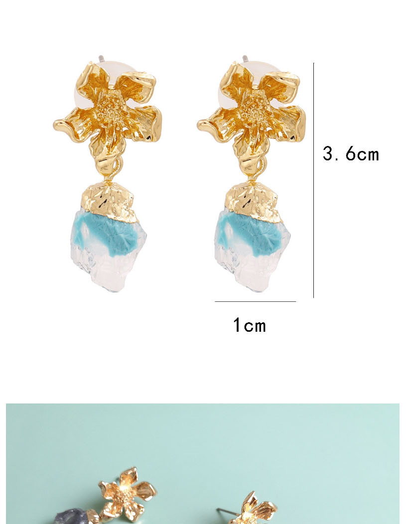 Fashion Blue Alloy Flower Resin Earrings,Stud Earrings
