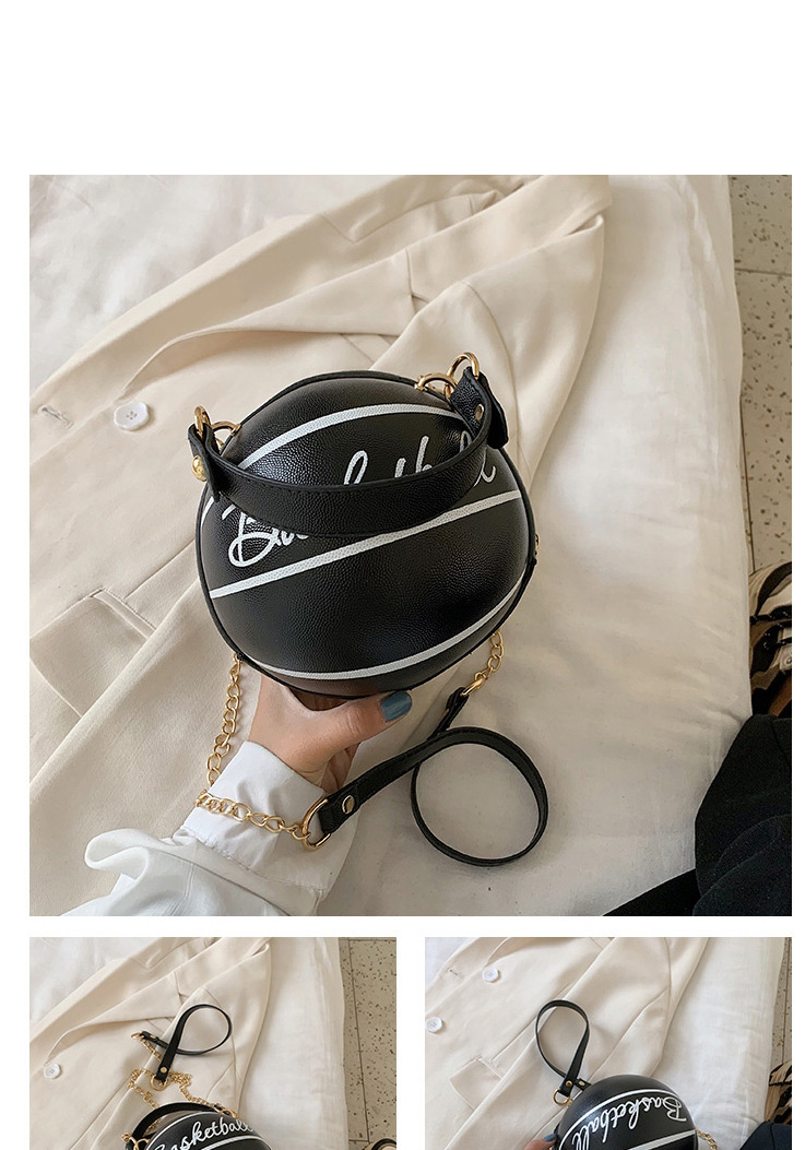 Fashion White Spherical Printed Letter Chain Shoulder Messenger Bag,Shoulder bags