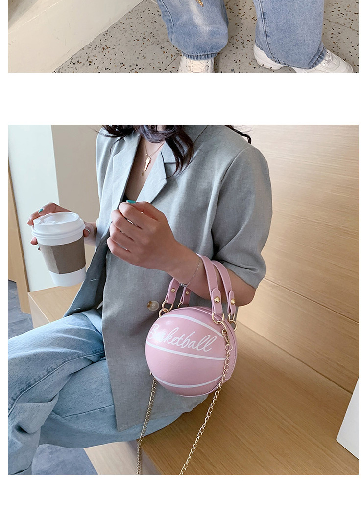 Fashion Pink Spherical Printed Letter Chain Shoulder Messenger Bag,Shoulder bags