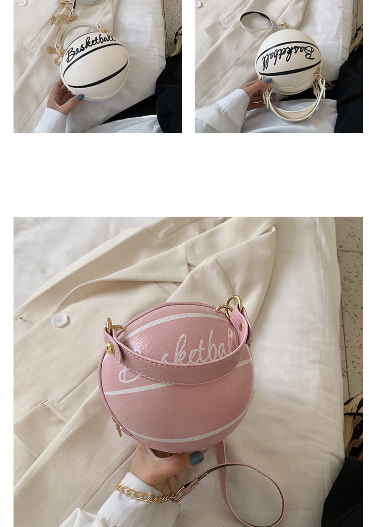 Fashion White Spherical Printed Letter Chain Shoulder Messenger Bag,Shoulder bags