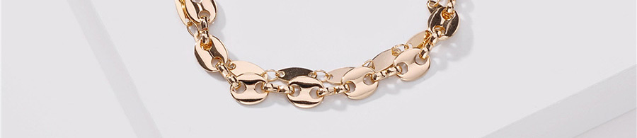 Fashion Golden Copper Chain Pig Nose Chain Hollowed Out Pullable Bracelet,Fashion Bracelets