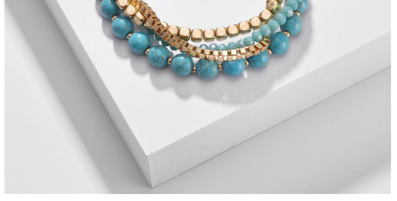 Fashion Blue Set Of 4 Natural Stone Bead Crystal Chains,Fashion Bracelets