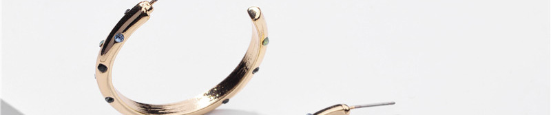Fashion Golden Geometric C-shaped Diamond Earrings,Hoop Earrings