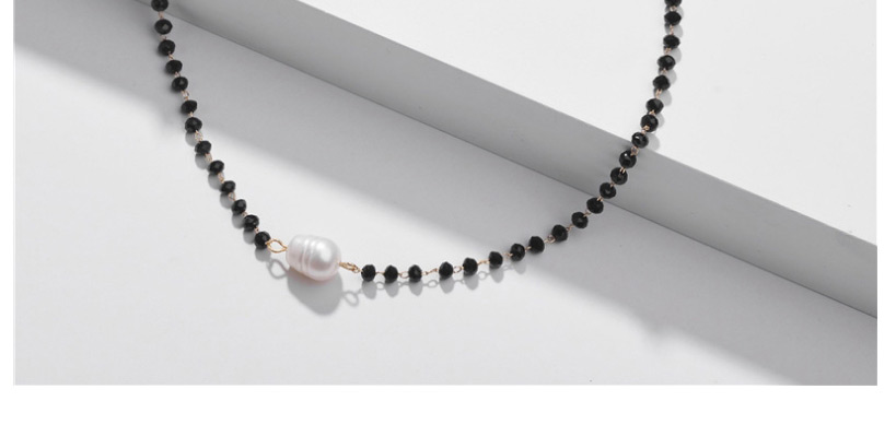 Fashion Black Natural Shell Pearl Crystal Bead Alloy Necklace,Beaded Necklaces