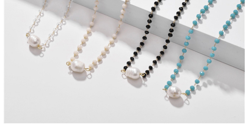 Fashion White Natural Shell Pearl Crystal Bead Alloy Necklace,Beaded Necklaces