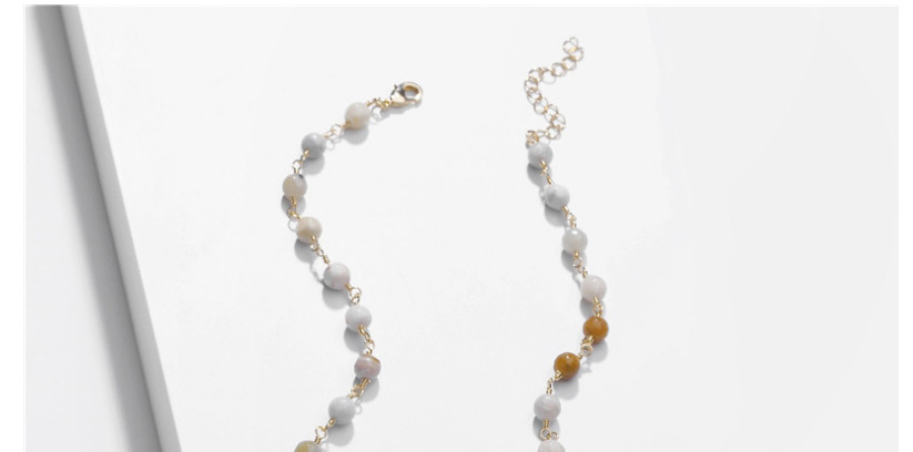 Fashion Light Grey Natural Stone Beads Alloy Chain Necklace,Crystal Necklaces
