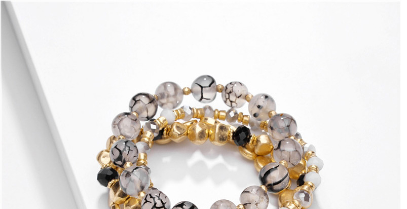 Fashion Brown Set Of 4 Natural Stone Bead Resin Multilayer Bracelets,Fashion Bracelets