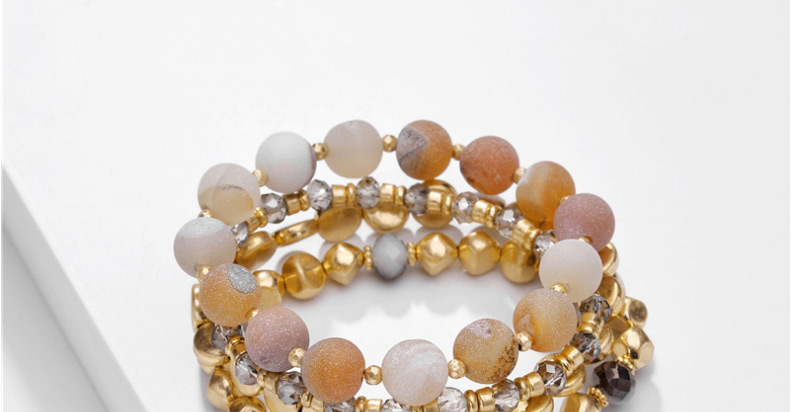 Fashion Brown Set Of 4 Natural Stone Bead Resin Multilayer Bracelets,Fashion Bracelets