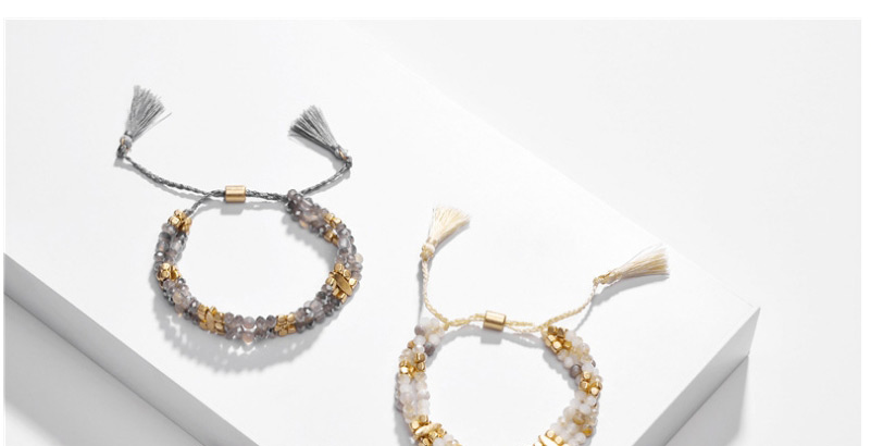 Fashion White Natural Stone Beads Tassel Pull-out Multi-layer Bracelet,Fashion Bracelets