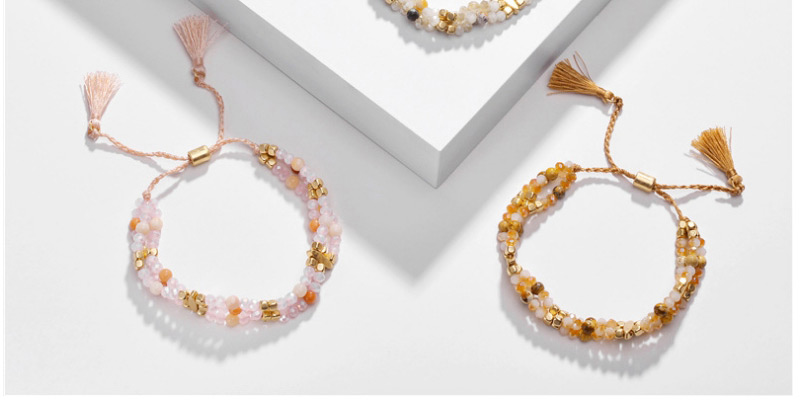 Fashion Khaki Natural Stone Beads Tassel Pull-out Multi-layer Bracelet,Fashion Bracelets