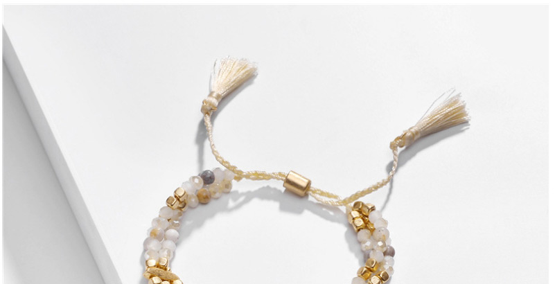 Fashion Khaki Natural Stone Beads Tassel Pull-out Multi-layer Bracelet,Fashion Bracelets