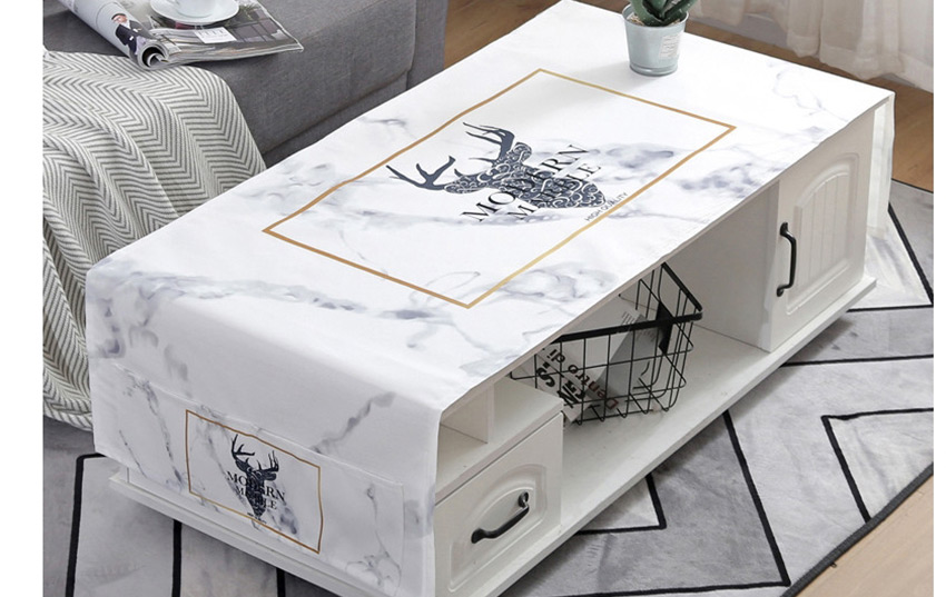 Fashion Love Leopard Point (80 * 190cm) Dustproof Printed Cotton And Linen Coffee Table Cloth With Pocket,Home Textiles