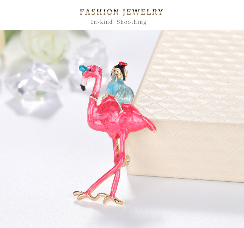 Fashion Ostrich Flamingo Oil Drop Alloy Brooch,Korean Brooches