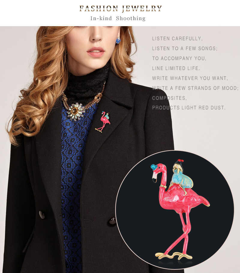 Fashion Ostrich Flamingo Oil Drop Alloy Brooch,Korean Brooches