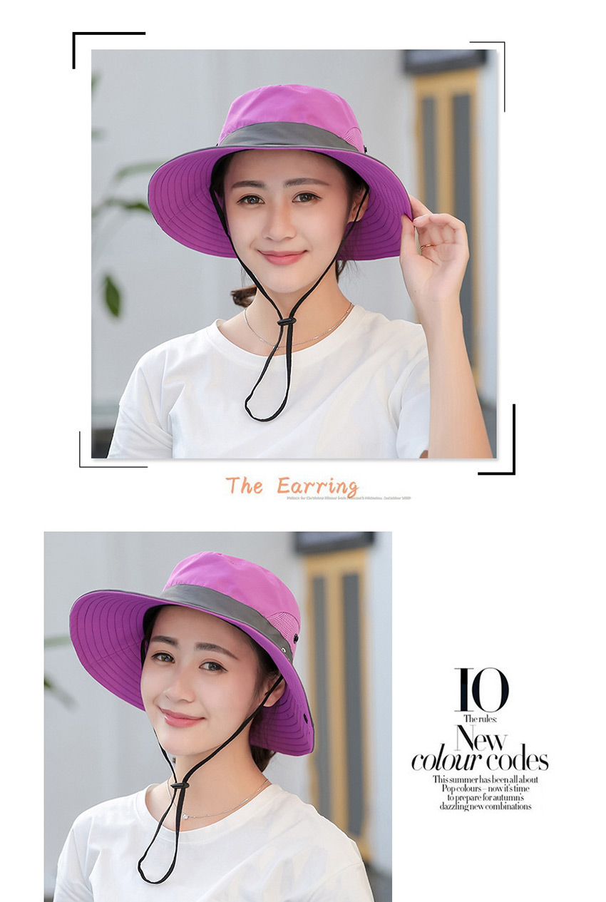 Fashion Two-color Children-yellow Horsetail Hole Stitching Contrast Color Shrink Buckle Children Fisherman Hat,Children