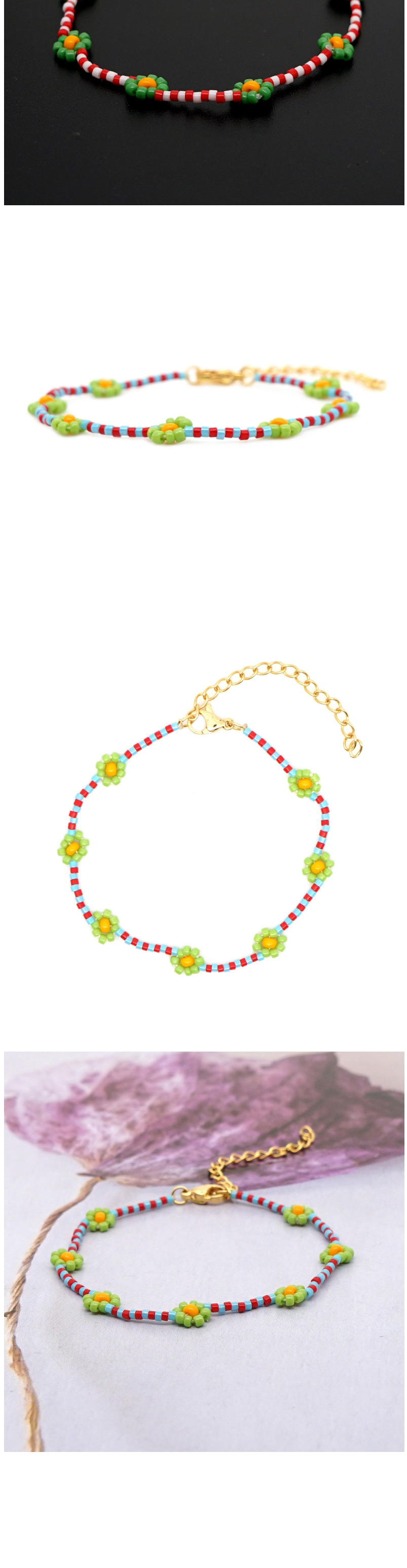 Fashion Yellow + White Imported Rice Beads Hand-woven Flower Bracelet,Beaded Bracelet