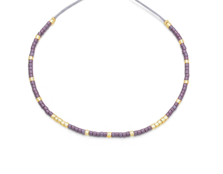 Fashion Deep Purple Hand-woven Rice Beaded Adjustable Bracelet,Beaded Bracelet