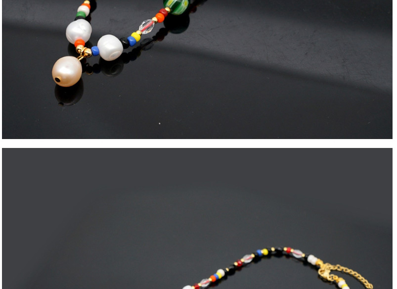 Fashion Color Mixing Natural Freshwater Pearl Crystal Rice Pearl Glass Thousand Flower Bead Necklace,Beaded Necklaces