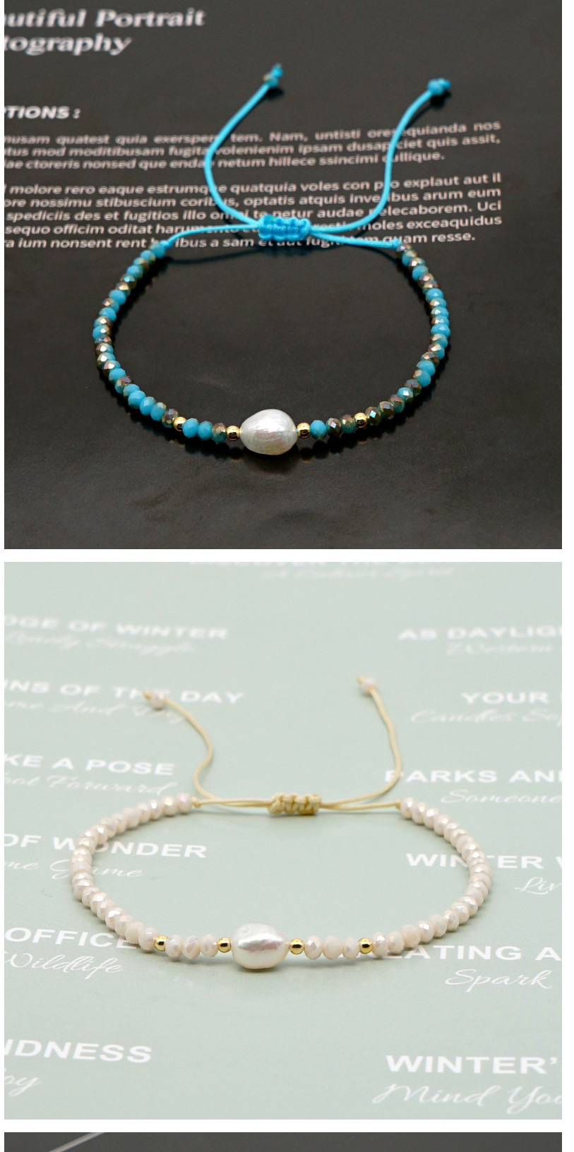 Fashion Blue Natural Pearl Hand-woven Crystal Color-preserving Gold Bead Bracelet,Fashion Bracelets