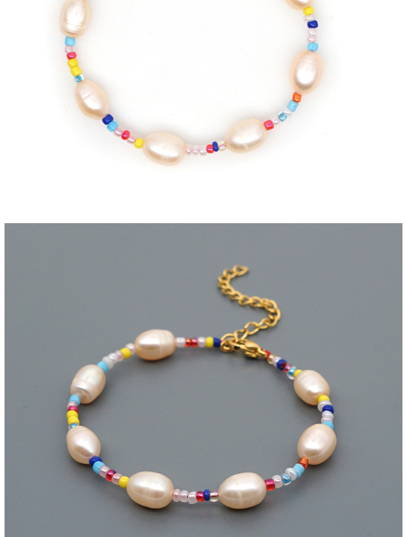 Fashion Beige Natural Freshwater Pearl Rice Beads Gold-plated Color-preserving Adjustable Bracelet,Beaded Bracelet