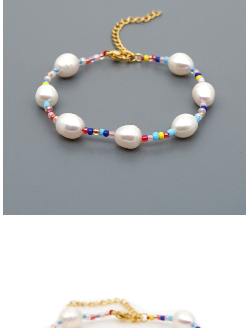 Fashion Beige Natural Freshwater Pearl Rice Beads Gold-plated Color-preserving Adjustable Bracelet,Beaded Bracelet