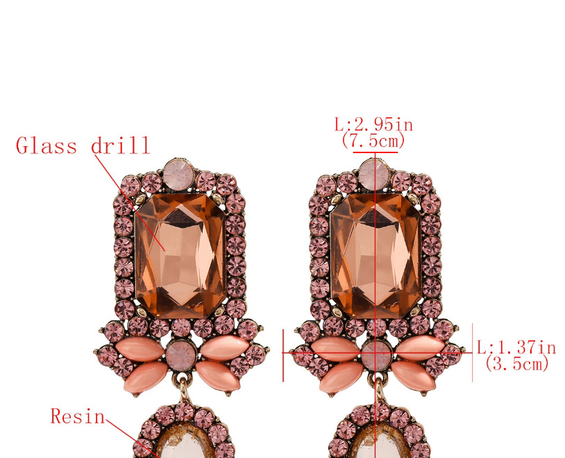 Fashion Green Diamond Alloy Gold-plated Resin Cut Crystal Earrings,Drop Earrings