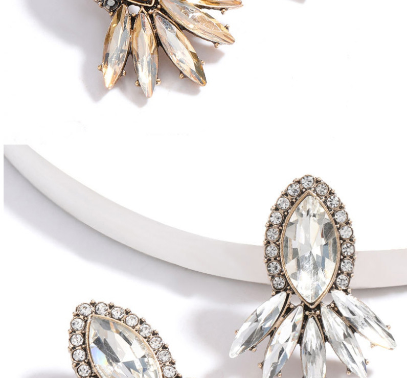 Fashion White Geometrical Alloy Diamond Faceted Crystal Earrings,Stud Earrings