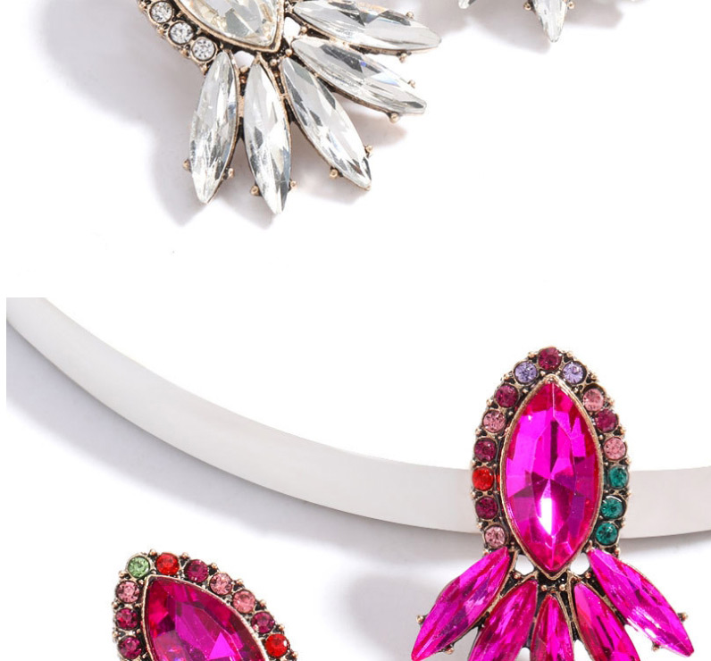 Fashion White Geometrical Alloy Diamond Faceted Crystal Earrings,Stud Earrings