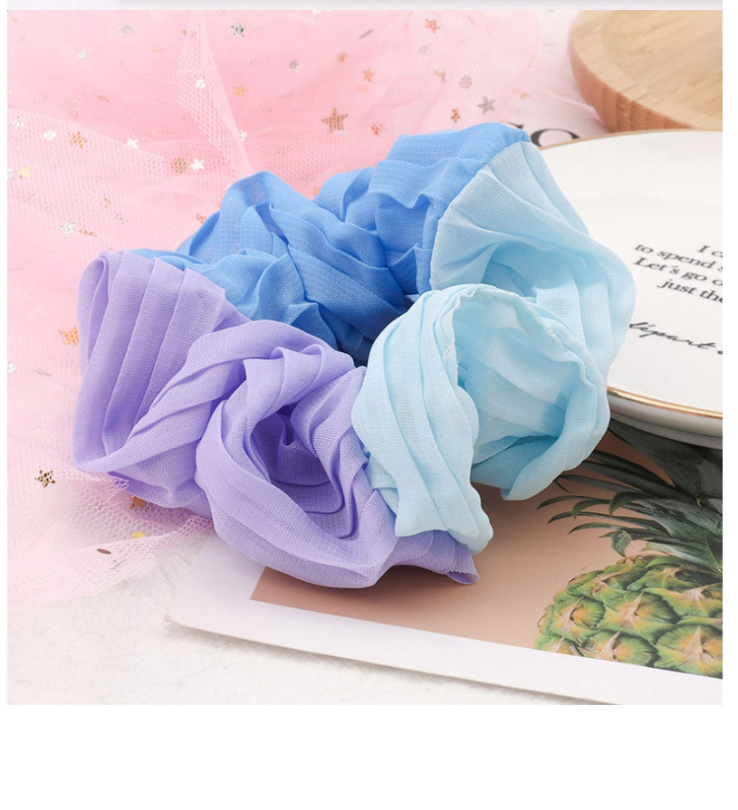 Fashion Blue Blue Purple Contrast Color Stitching Large Intestine Loop Hair Rope,Hair Ring