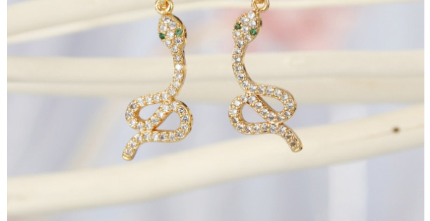 Fashion Golden Color Snake Micro-set Zircon Alloy Snake Earrings,Earrings