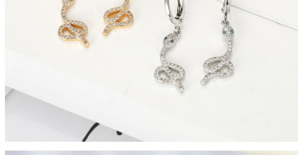 Fashion Silver White Snake Micro-set Zircon Alloy Snake Earrings,Earrings