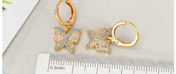 Fashion White K Diamond-set Green Protein Zircon Butterfly Alloy Earrings,Earrings