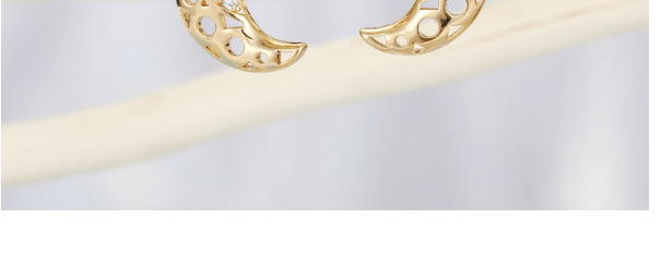 Fashion Golden Micro-set Zircon Alloy Moon Hollow Earrings,Earrings