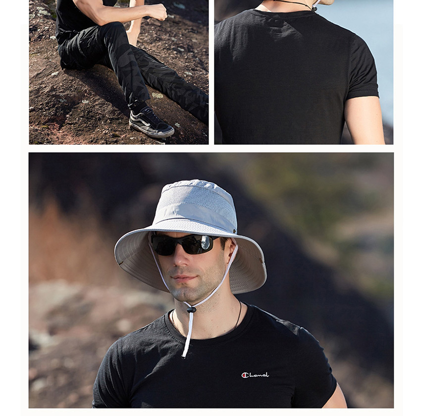 Fashion Navy Blue Breathable Mesh Shading Mesh Fisherman Hat,Sun Hats