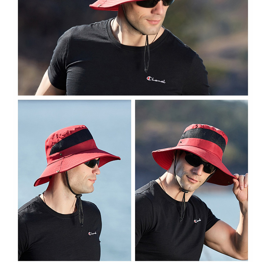 Fashion Wine Red Breathable Mesh Shading Mesh Fisherman Hat,Sun Hats