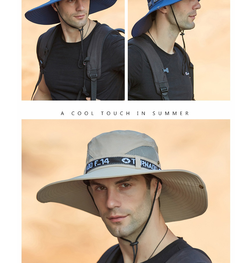 Fashion Big Eaves Beige Breathable Anti-ultraviolet Splicing Mesh Foldable Fisherman Hat,Sun Hats