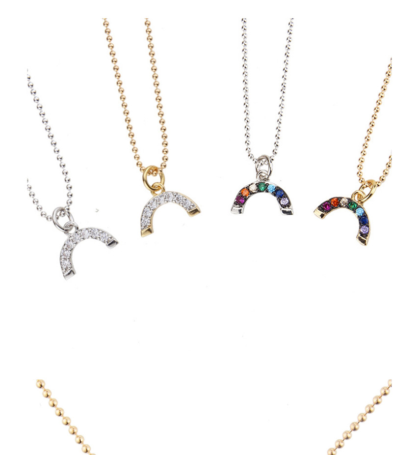 Fashion Platinum-plated Color Zirconium Copper Electroplated Zircon Semicircular Necklace,Necklaces