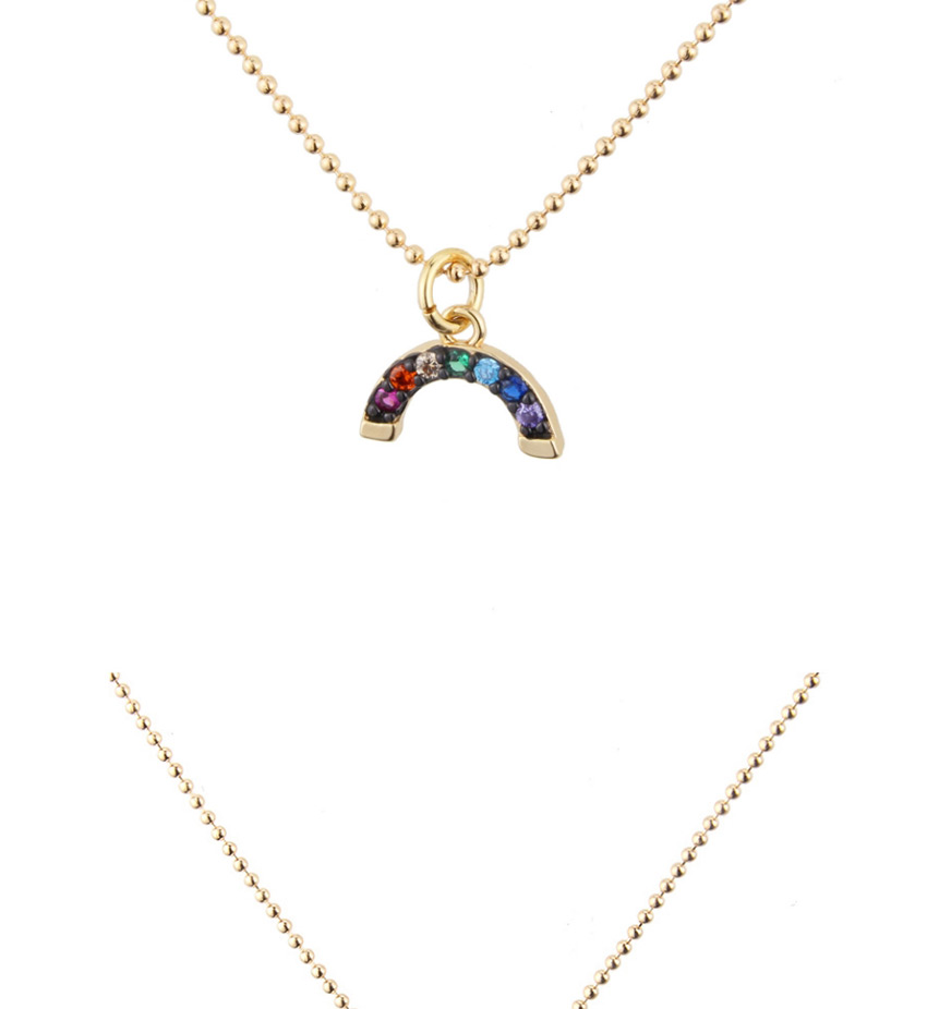 Fashion Gold-plated Color Zirconium Copper Electroplated Zircon Semicircular Necklace,Necklaces