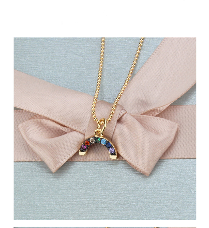 Fashion Gold-plated Color Zirconium Copper Electroplated Zircon Semicircular Necklace,Necklaces