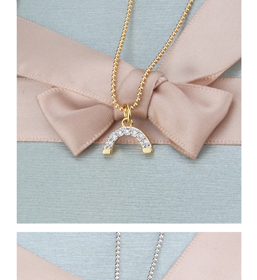Fashion Platinum-plated White Zirconium Copper Electroplated Zircon Semicircular Necklace,Necklaces